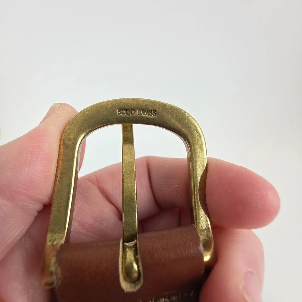 YRI Green Canvas Leather Belt 38 USA Brass Buckle Northland Country Club Mn 1899